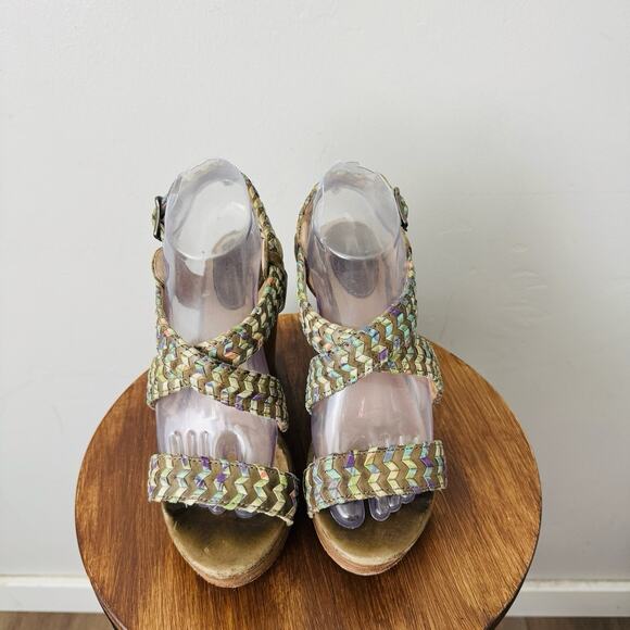 Frye Corrina Whipstitch Ankle Wrap Wedge Sandal Women’s Size 8 - Picture 3 of 10